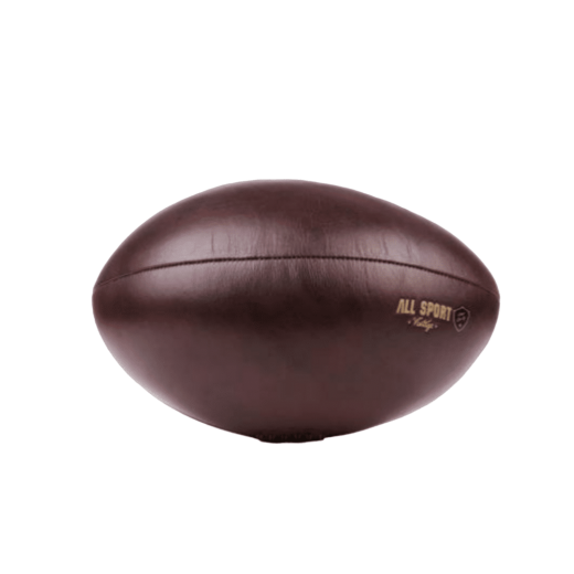 Pack Grand Ballon de Rugby Vintage en Cuir + Support