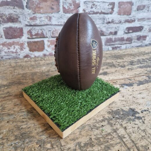Mini Ballon de Rugby Vintage en Cuir avec Support