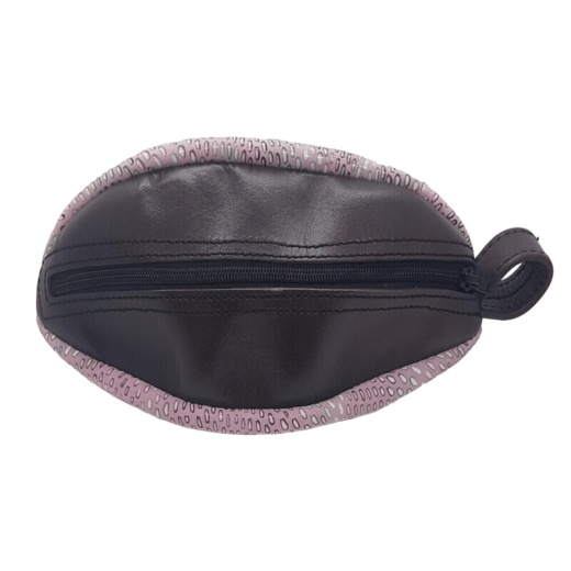 Trousse de Toilette Ballon de Rugby Vintage Rose en Cuir