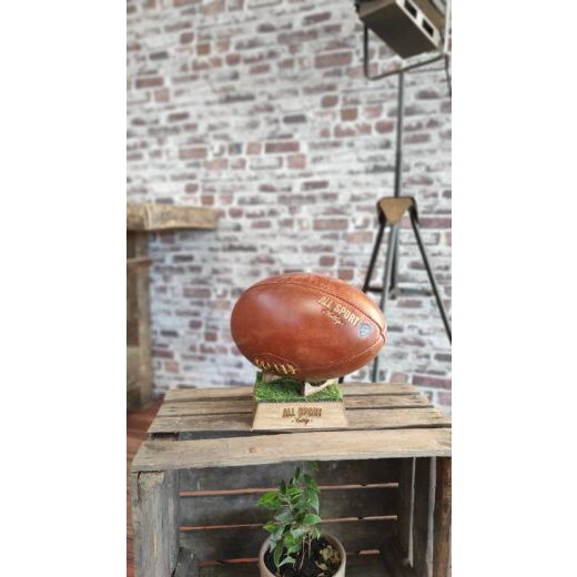 Ballon de Rugby Vintage en Cuir Cousu à la Main