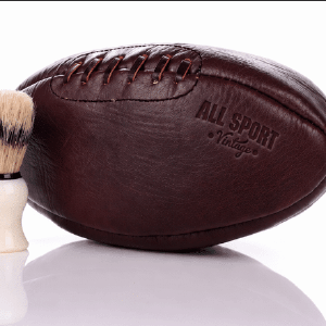 Trousse de Toilette Ballon de Rugby Vintage Chocolat en Cuir
