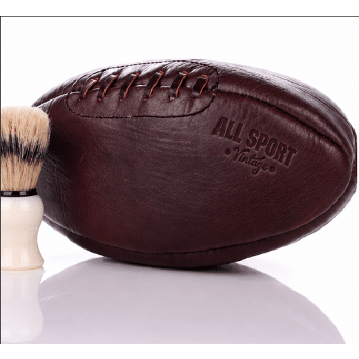 Trousse de Toilette Ballon de Rugby Vintage Chocolat en Cuir