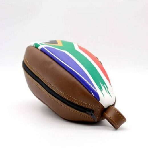 Trousse de Toilette Ballon de Rugby Vintage Afrique du Sud en Cuir