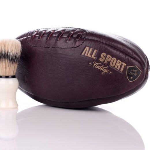 Vintage Chocolate Leather Rugby Ball Toiletry Bag