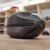Vintage Chocolate Leather Rugby Ball Toiletry Bag