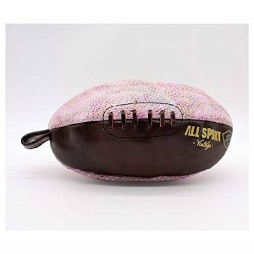 Trousse de Toilette Ballon de Rugby Vintage Rose en Cuir