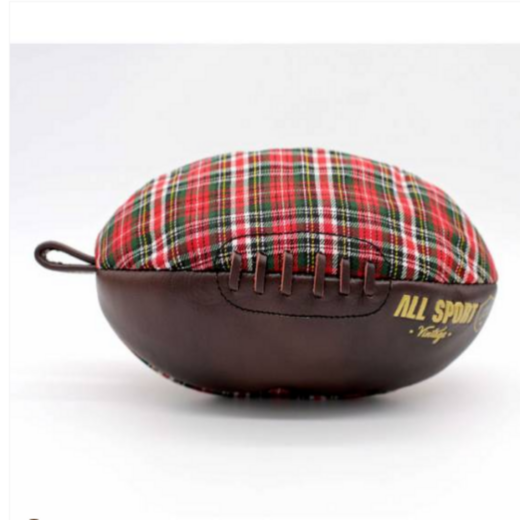 Trousse de Toilette Ballon de Rugby Vintage Tartan en Cuir