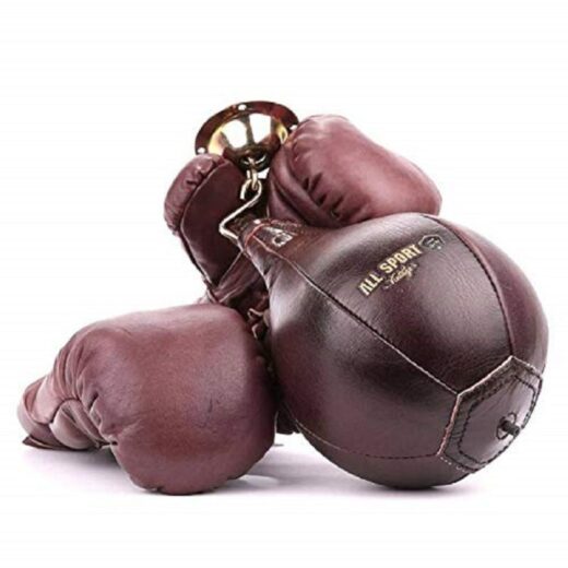 Pack Gants de Boxe Vintage + Poire de Frappe en Cuir