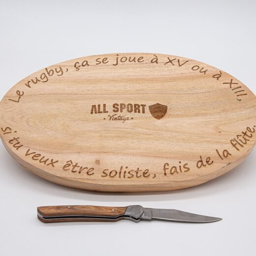 Planche Apéro Rugby “La Planche du Rugby” avec son Couteau