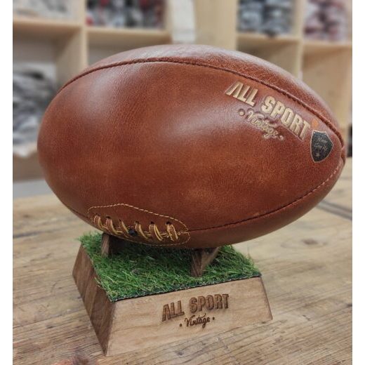 Ballon de Rugby Vintage en Cuir Cousu à la Main