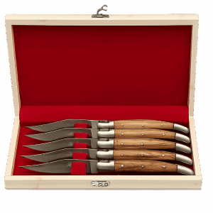 Coffret de 6 Couteaux de Table en Bois de Teck