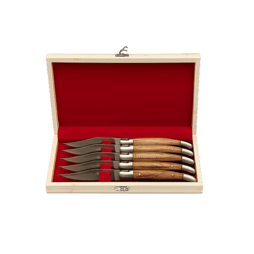 Coffret de 6 Couteaux de Table en Bois de Teck